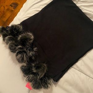 Lilly Pulitzer Black Quinney Wrap Pom Poms New